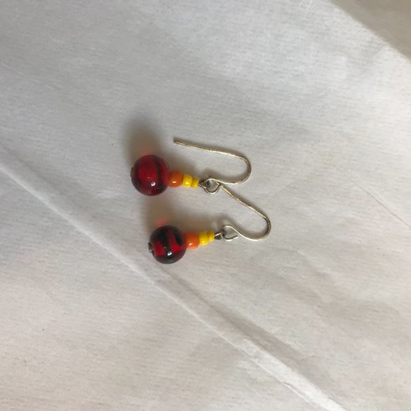 3/$15 Unique Artisan Red, Yellow, Orange Baubles - Picture 2 of 3